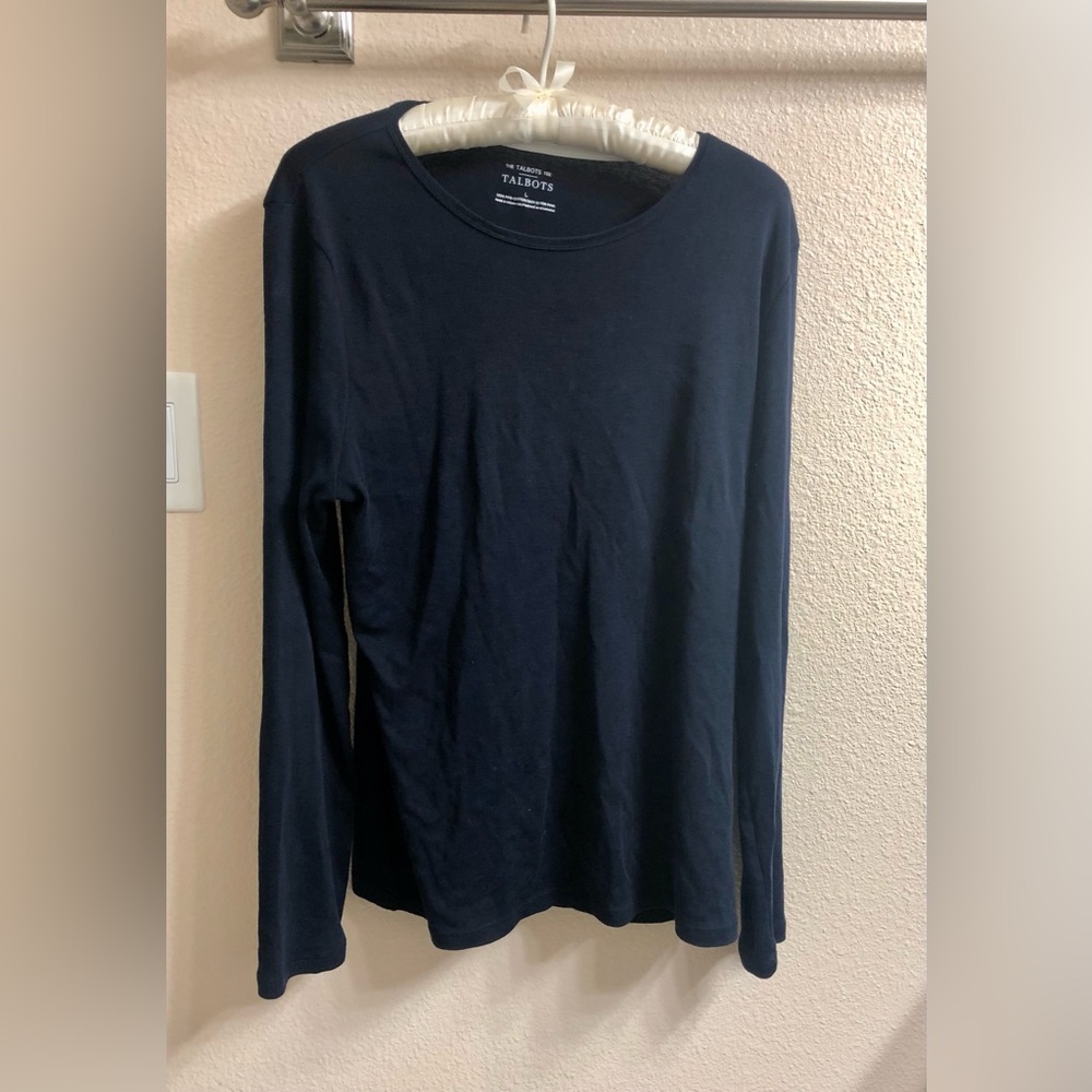 Talbots Navy Long Sleeve Crewneck Top